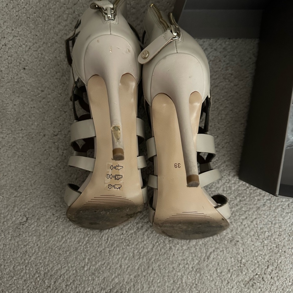 BCBGMaxAzria Vicenza Elegant Leather Strappy Heels - Picture 7 of 14